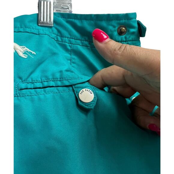 Ted Baker London Teal White Lobster Embroidered Swim Shorts 6 (XXL) - Picture 12 of 14